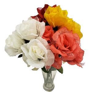 ArtificialFrnchRoseBushAsstCol#91332