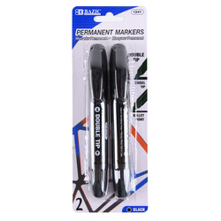BAZIC Black Double-Tip Permanent Markers (2/Pack)