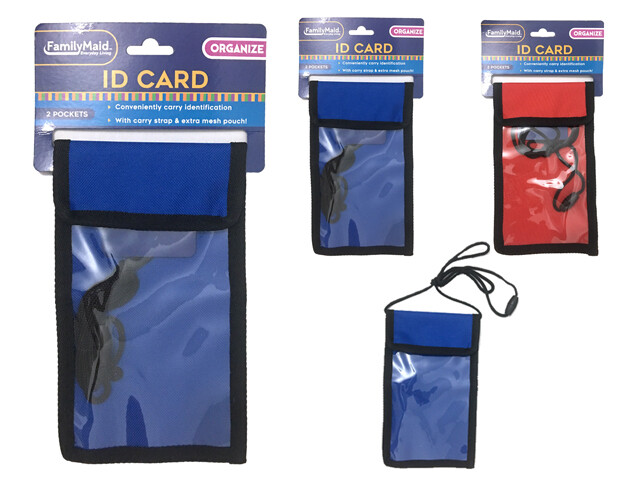 ID POCKET W/ MESH &amp; STRAP 8&quot; X 5&quot; RED,BLACK