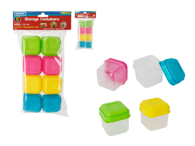 STORAGE CONT 8PC 4ASST CLR;2.5&quot;DIA X2.25&quot; H BLUE,