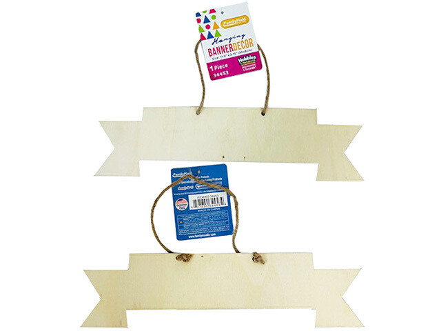 WOOD BANNER 11.8&quot;X3.15&quot; HANGING