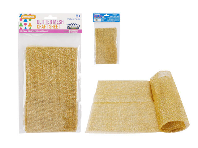 GLITTER MESH CRAFT SHEET 19.7&quot; X 23.62&quot; GOLD