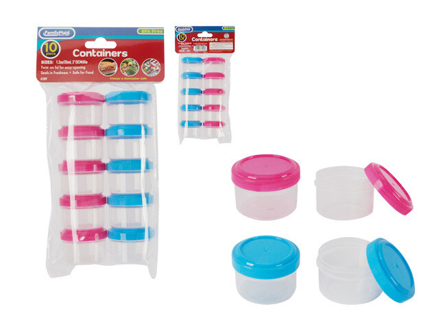 CONTAINER SET 10PC 2&quot;DX1.5&quot;H;PK &amp; BL