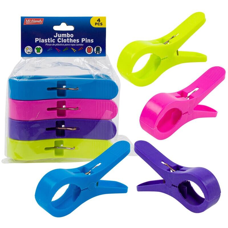 CLOTHES PINS,4pc JUMBO PLSTC A
