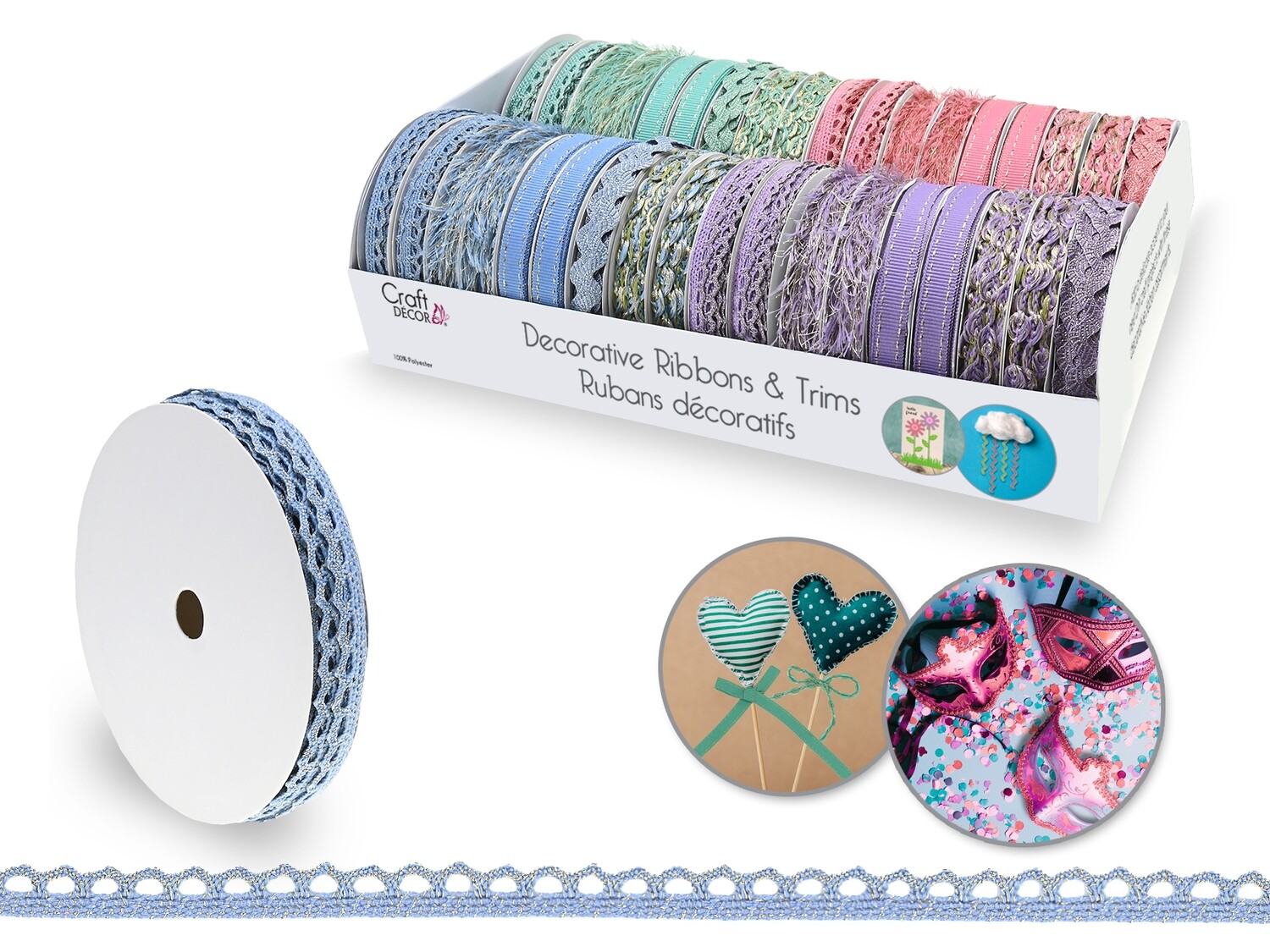 Craft Décor Ribbons &amp; Trims: Adornments 3yrd Rolls x36