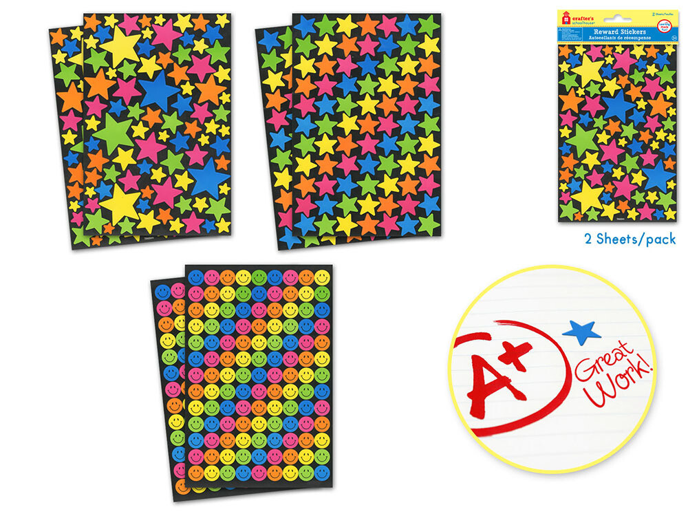 Crafter's Schoolhouse: 5.5"x8.25" Reward Stickers 2shts Asst 12eax4styles