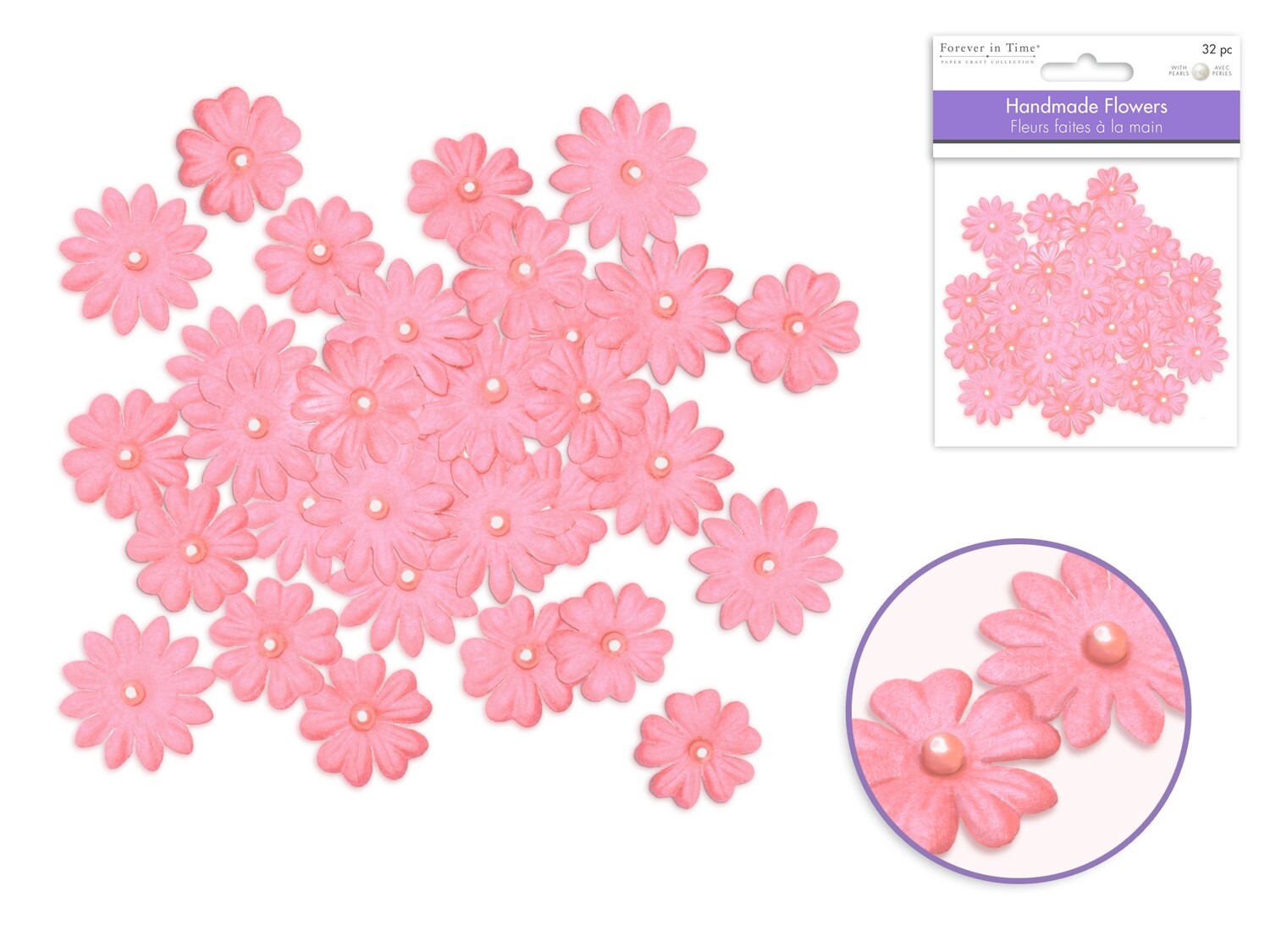 Floral Embellish: 0.8cm+2cm Handmade Paper x32 Pearls