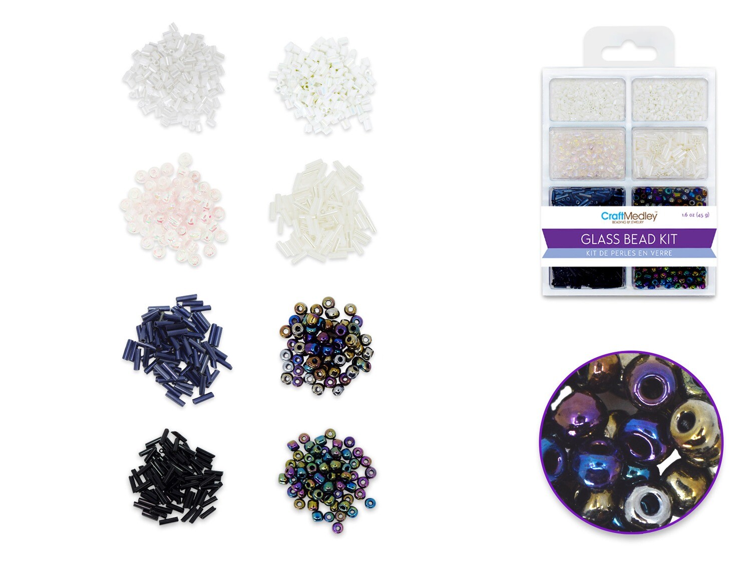 Glass Bead Kit: Rocailles/Seed Beads/Bugles 45g ULTIMIX
