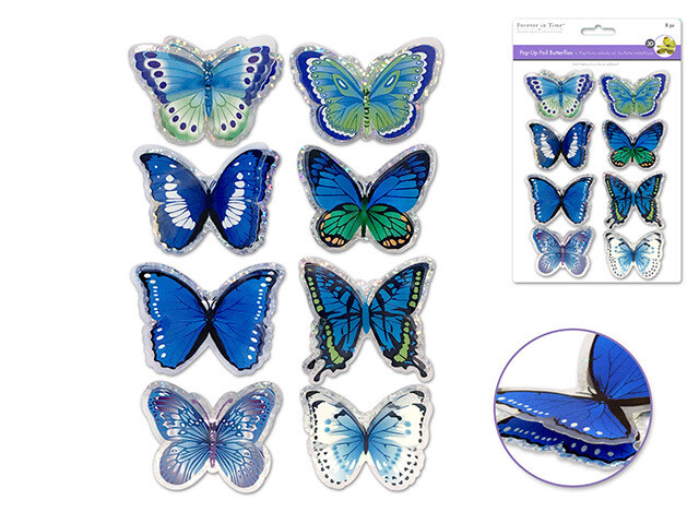 Handmade Stickers: 12cmx17cm 3D Pop-Ups Foil Butterflies 8pc i