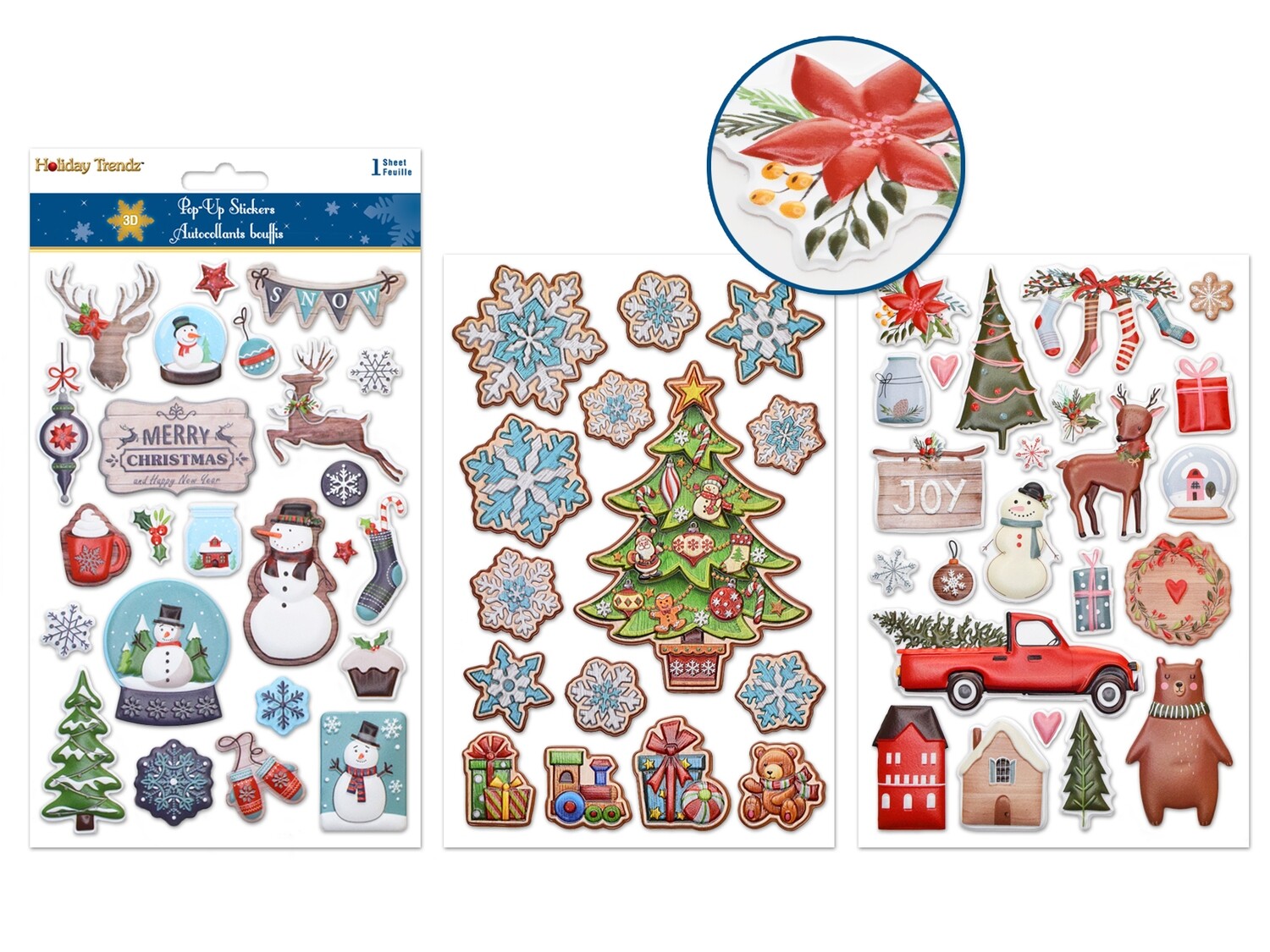 Holiday Sticker: 5.5&quot;x8.25&quot; 3D Texture Effects Asst 16eax3styles