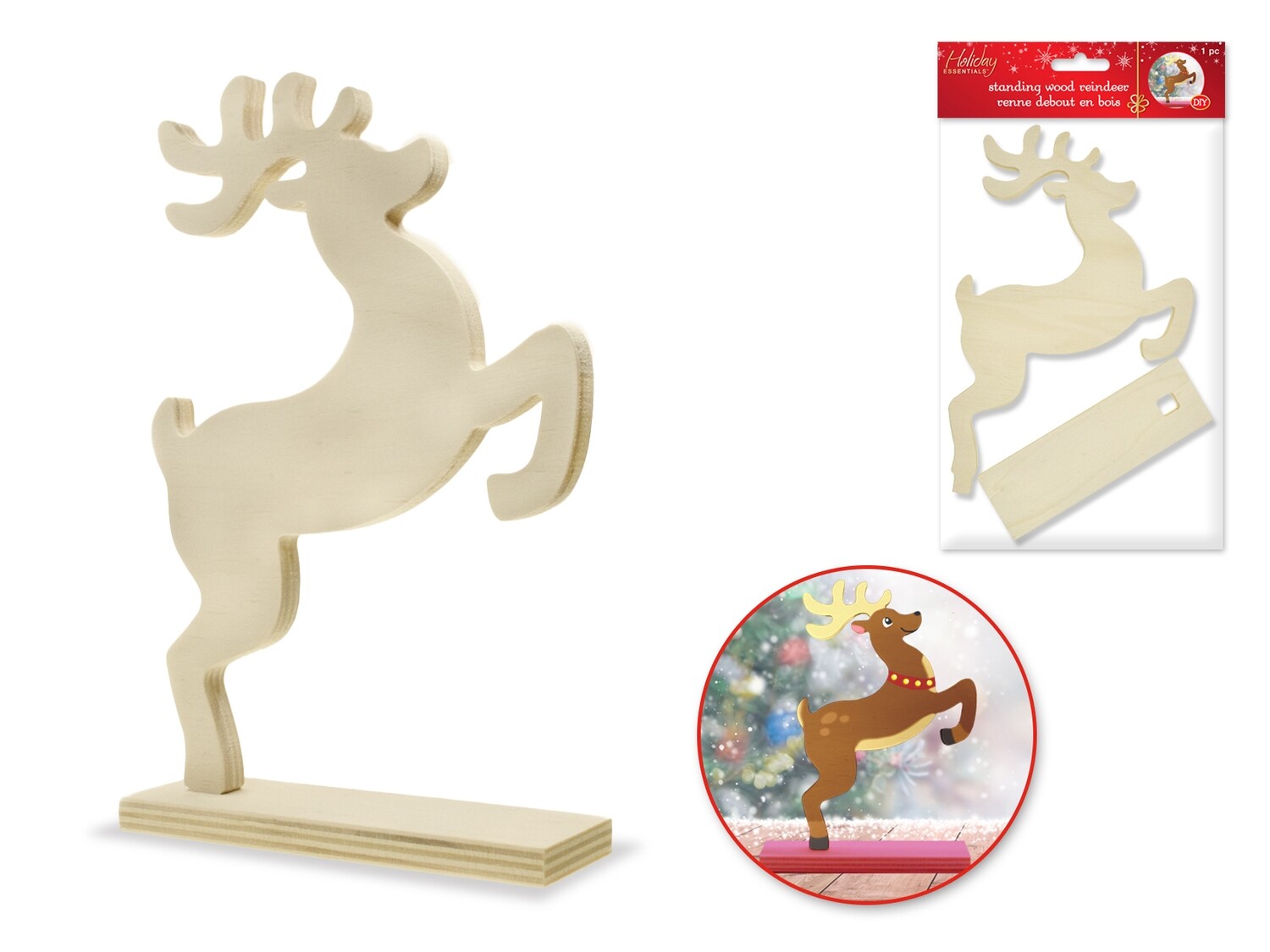 Holiday Wood: 8.25" DIY Rearing Reindeer on Stand 9.5mm(T)