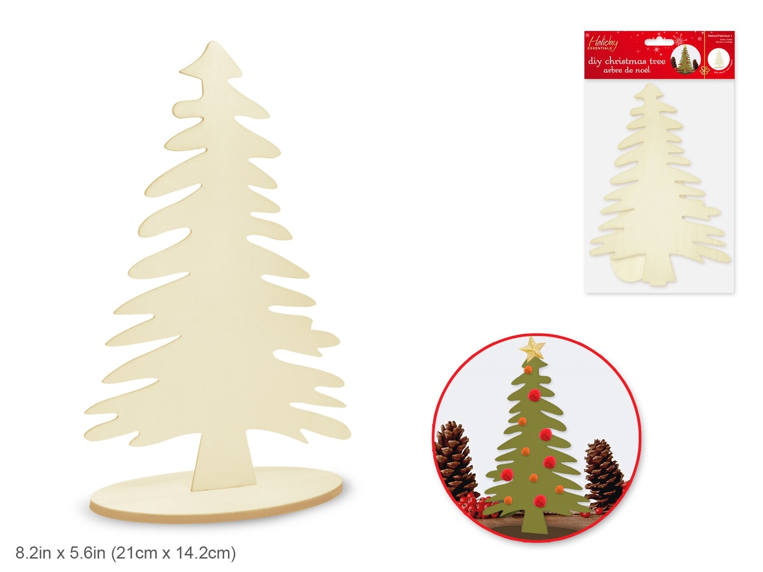 Holiday Wood: 8.2"x5.6" DIY Christmas Tree w/Stand