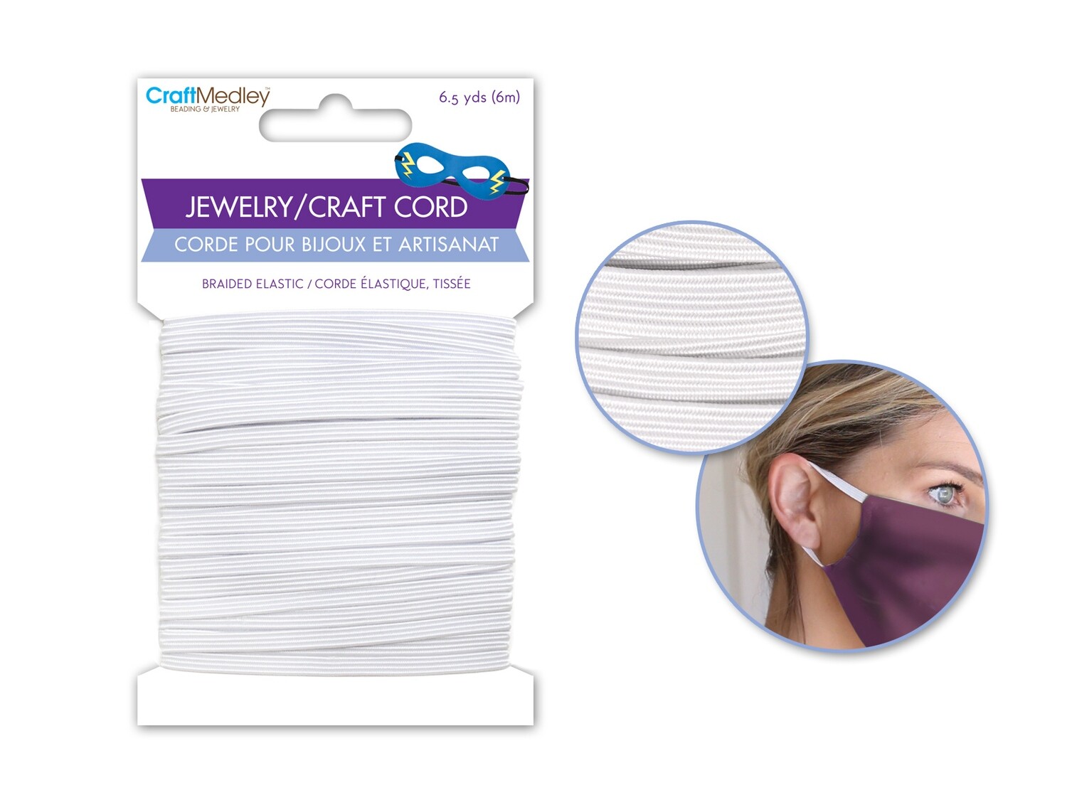 Jewelry/Craft Cord: 4mm x 6m Braided Stretch Cord