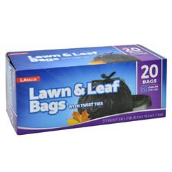 LAWN &amp; LEAF BAGS 39GAL/20CT BLACK W/ TWIST TIES