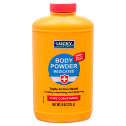 LUCKY MEDICATED CORN STARCH BODY POWDER 8 OZ