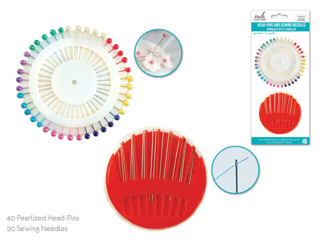 Needlecrafters: Pearlized Head-Pins/Sewing Needles Valu-Pak