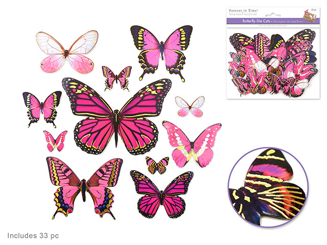 Paper Craft Emb: Butterfly Die Cuts w/Foil Accents x33