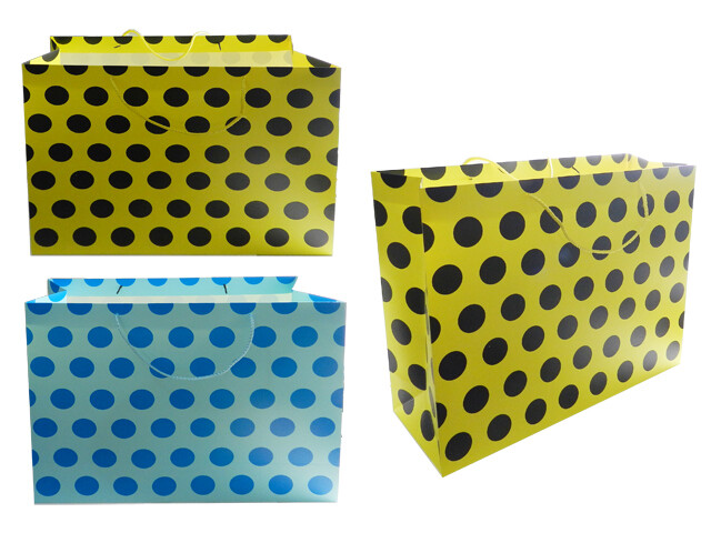 GIFT BAG 19&quot;X15&quot;X6&quot;; POLKA DOTS