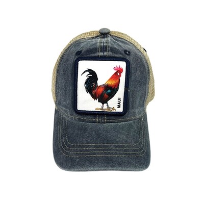 Denim Rooster Hat Blue Gray