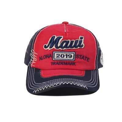 Maui Aloha Distessed State Hat Red