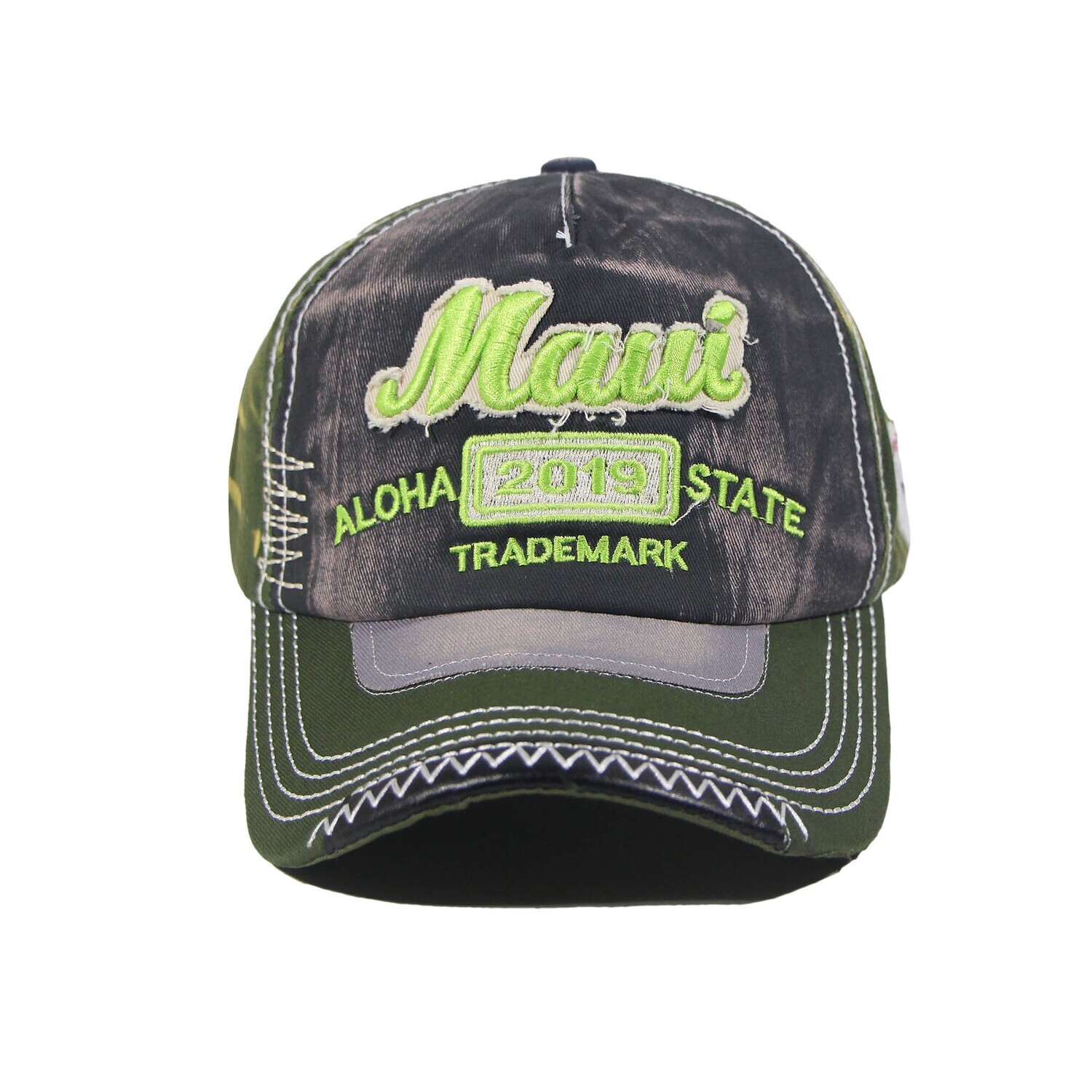 Maui Aloha Distessed State Hat Khaki Green