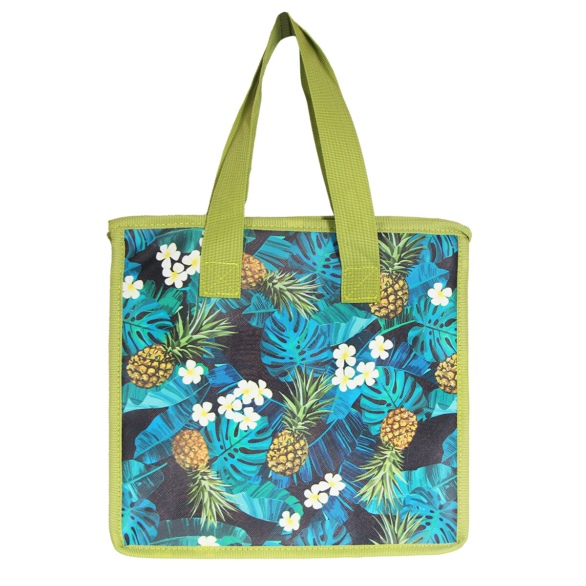 Insulated Reusable Cooler Bag Large Pineapple Olive