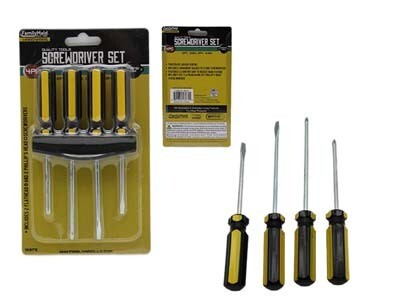 SCREWDRIVER 4PC 6&quot;+8&quot; BLACK &amp; YELLOW CLR