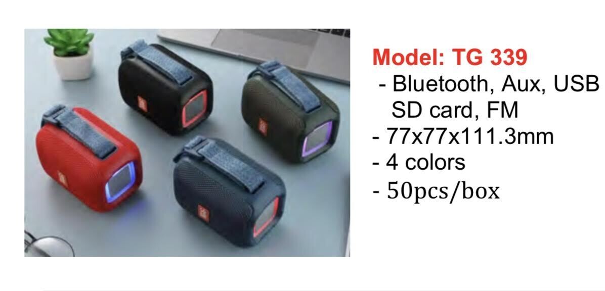 T&G Portable LED Soeaker/ Radio/ Mic Bluetooth 339