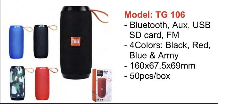 Portable Stereo Speaker Bluetooth T&amp;G 106