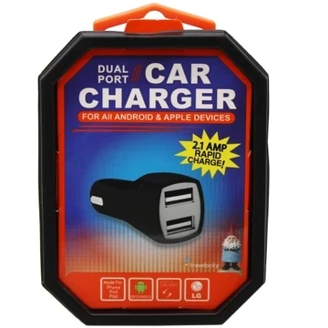 Travelocity 2.1 Amp Dual Port USB Car Charger Assorted White and Black