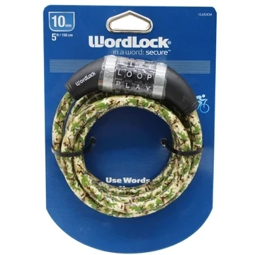 WordLock 10mm 5 Foot Resettable Steel Bike Lock on Clip Strip