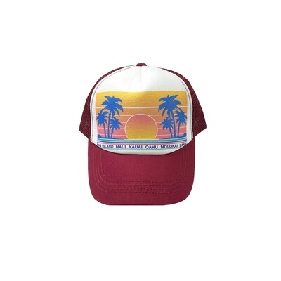 Hawaii Sunset Island Names Maroon Hat