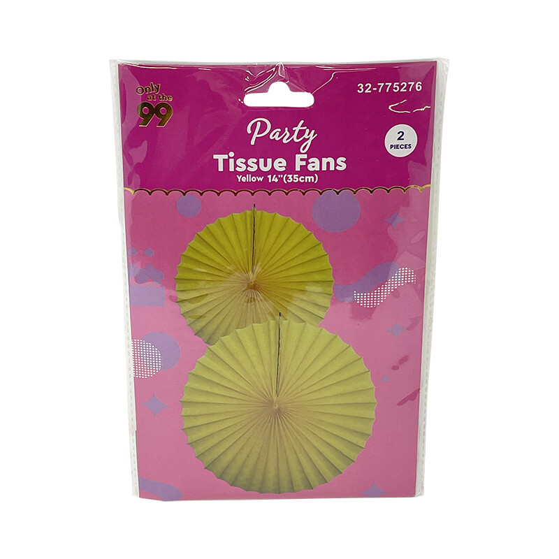 Party Decors Fan Yellow 2pk14&quot;
