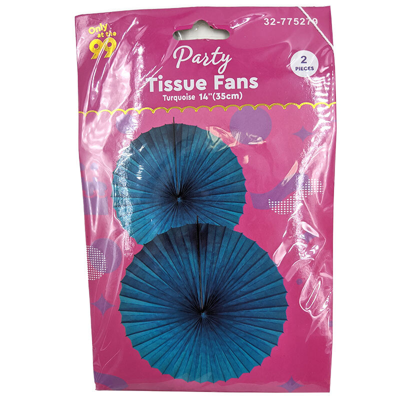 Party Decors Fan Taraque
Turquoise 14in 2-pack