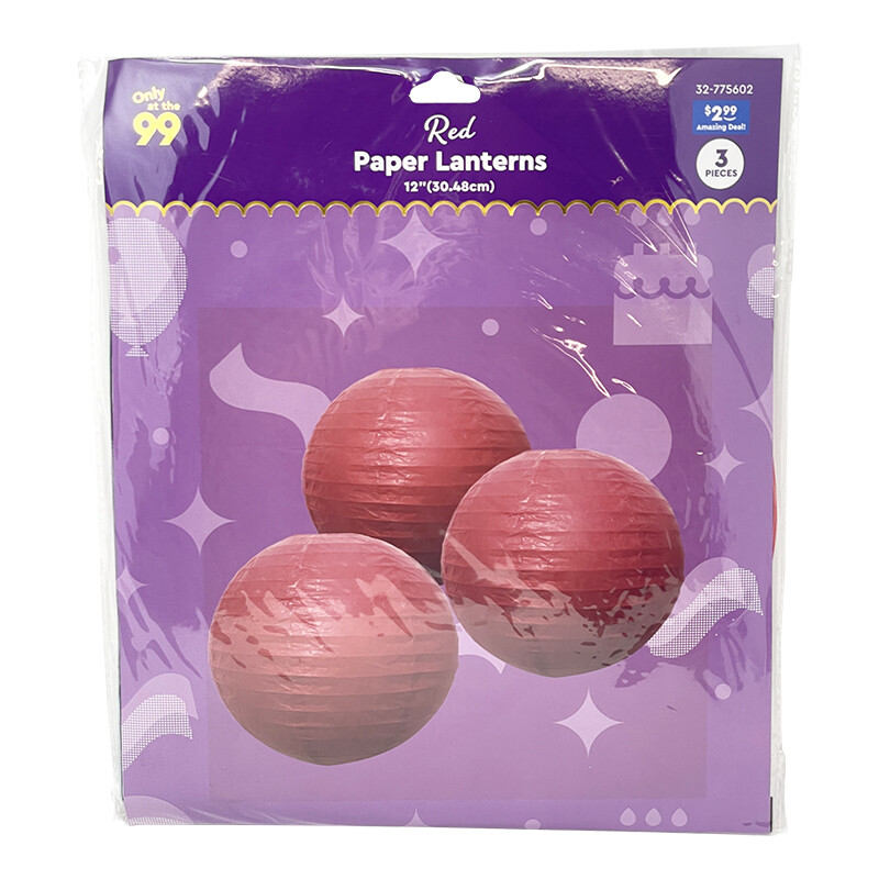 Party Decorations Lantern Red 3ct12&quot;