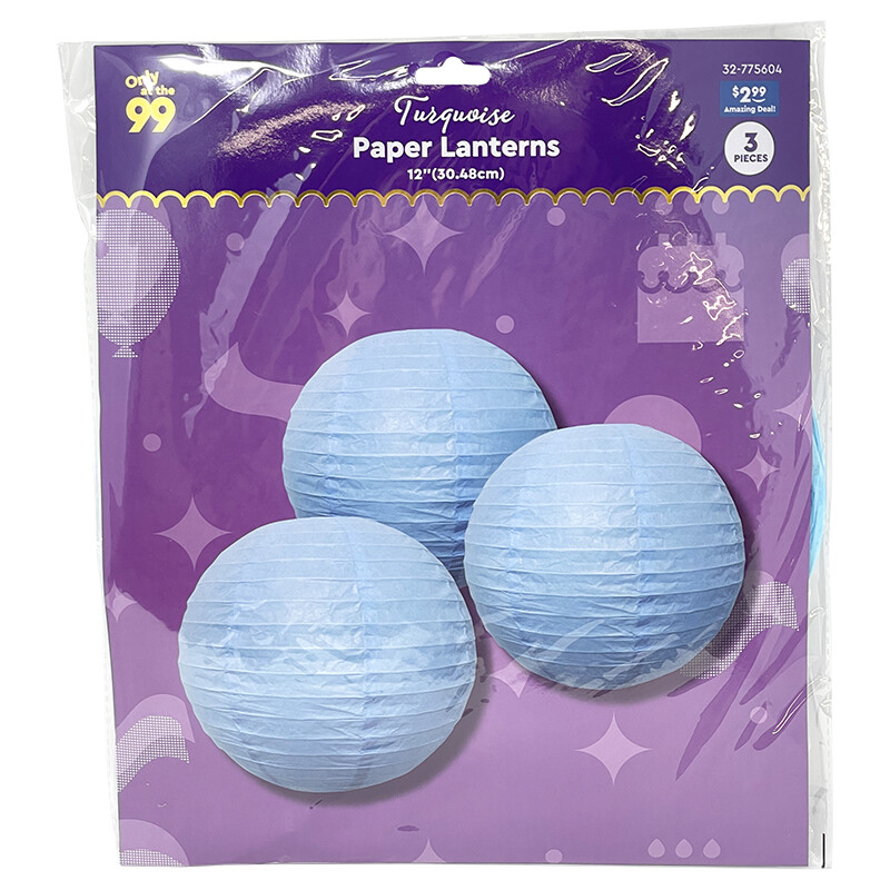 Party Decorations Lantern Turquoise 3ct12&quot;