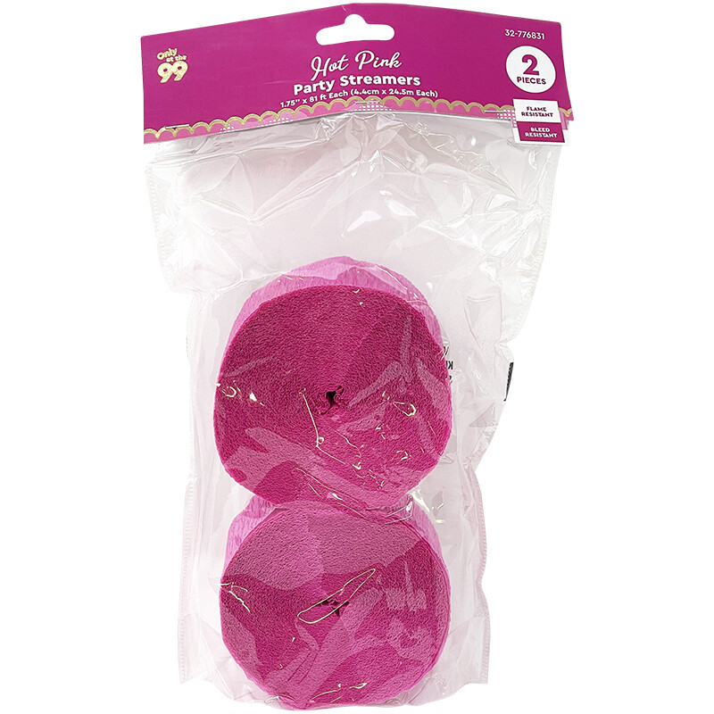 Party Streamers Pnk 1.75&quot;x81ft2pk