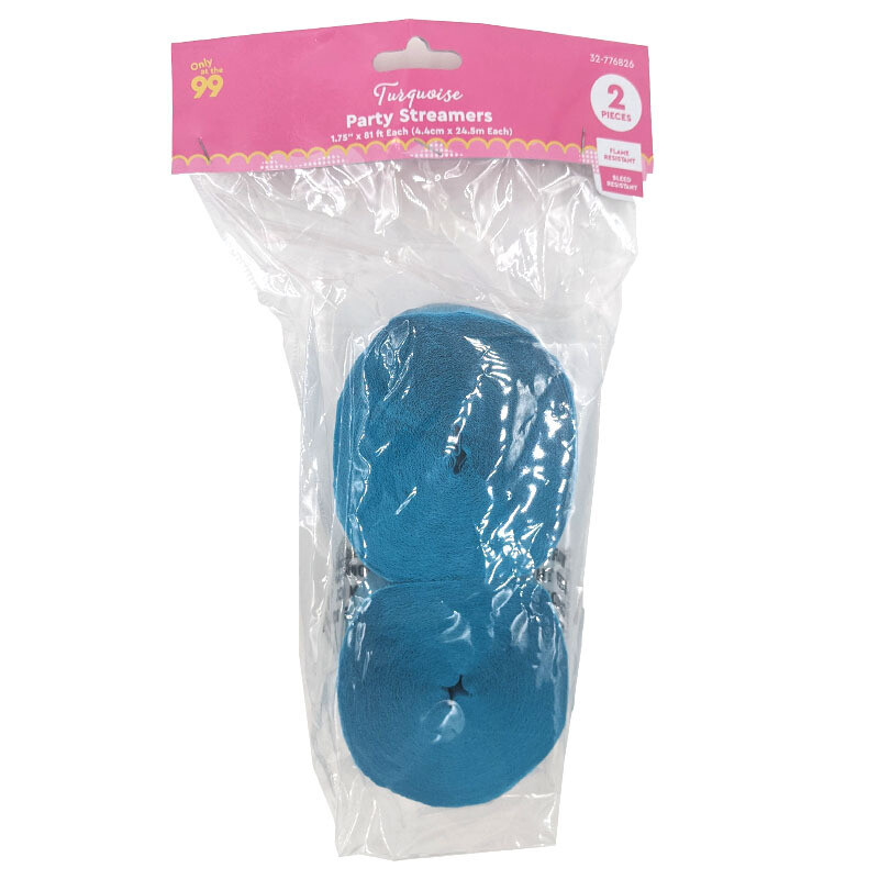 Party Streamers Turquoise
1.75in x 81ft ea. 2ct