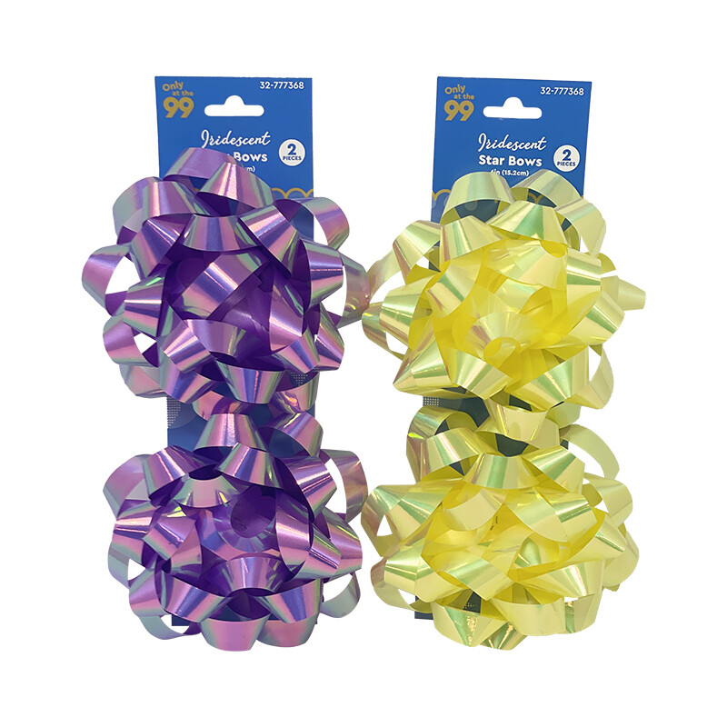 Party Ribbon And Bow Star Iridescent Bow 6&quot;2ct