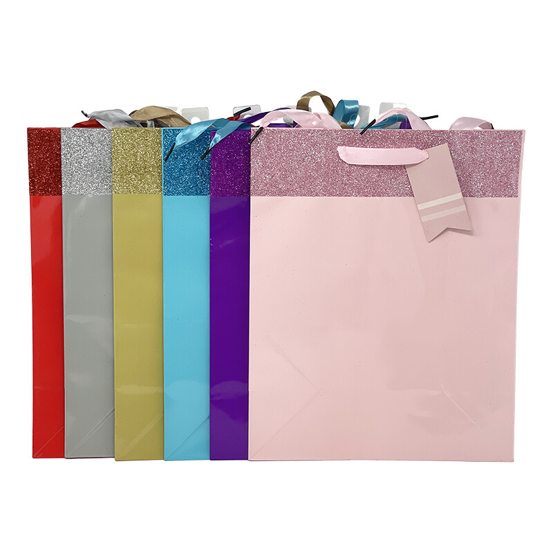Party Gift Bags Large Solid Glitter