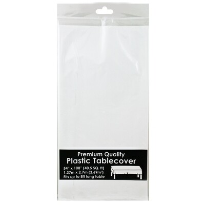 Party Table Cover
White, Plastic, 54x108in Rectangle