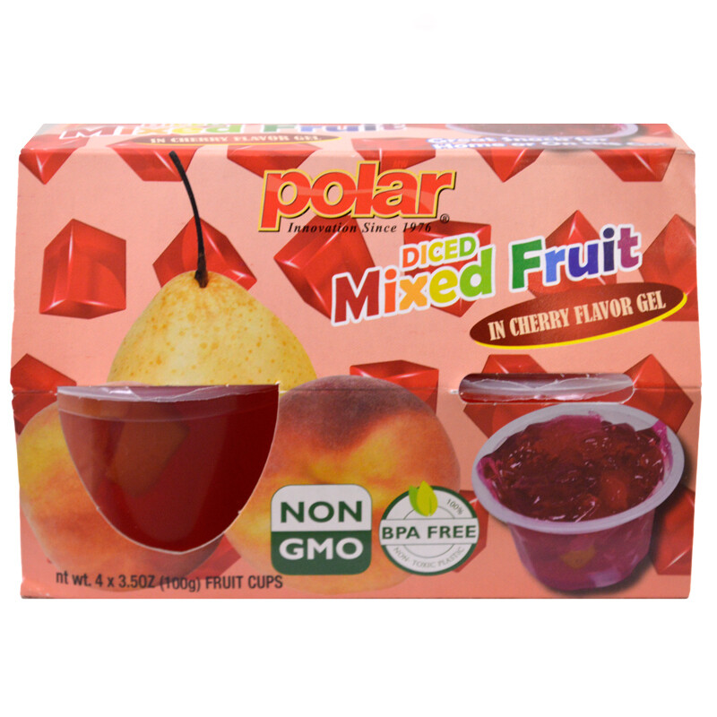 Polar Gelatin
Diced Mixed Fruit, Cherry 4pk 14oz