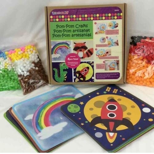 PARTY GAME DIY PICTURE POM POM 8PCS ASST