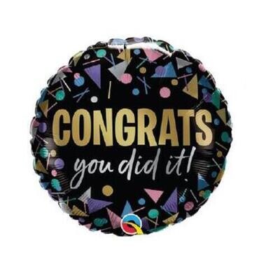 BALLOON FOIL ROUND 18&quot; CONGRATS YOU DID IT