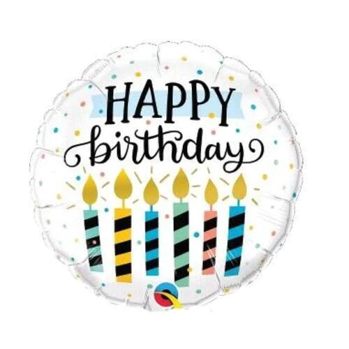 BALLOON FOIL ROUND 18" BIRTHDAY CANDLES & DOTS