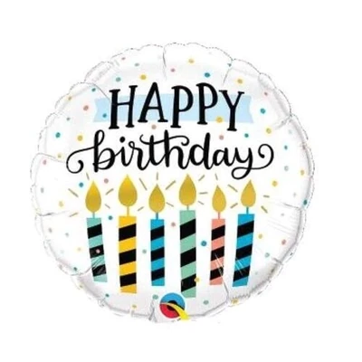 BALLOON FOIL ROUND 18&quot; BIRTHDAY CANDLES &amp; DOTS