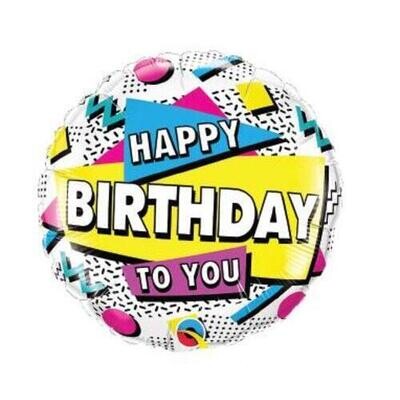 BALLOON FOIL ROUND BIRTHDAY 90&#39;s RETRO