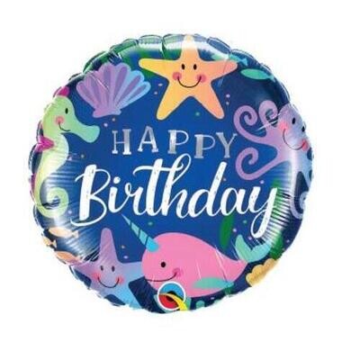 BALLOON FOIL ROUND 18&quot; BIRTHDAY UNDER THE SEA
