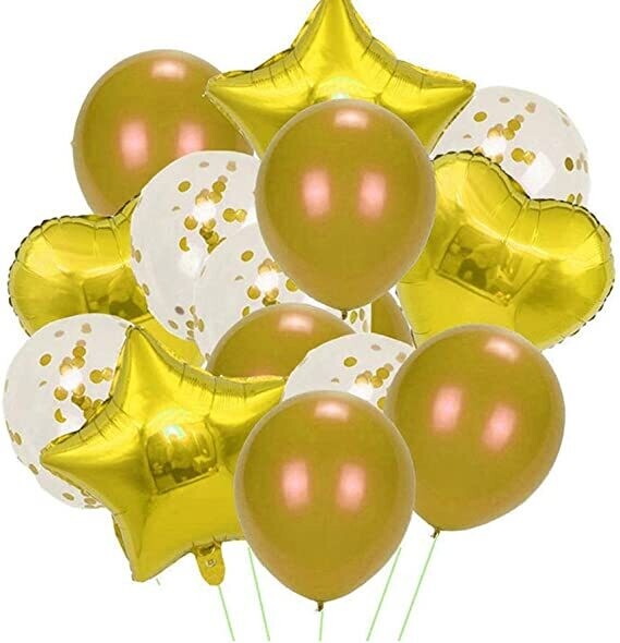 8 PC PARTY BALLOON SET Gold. FOIL