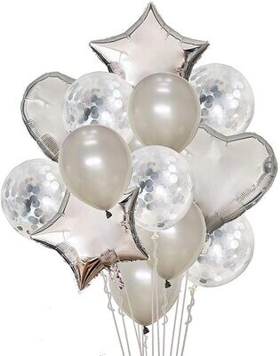 8 PCS PARTY FOIL BALLOON SET SILVER